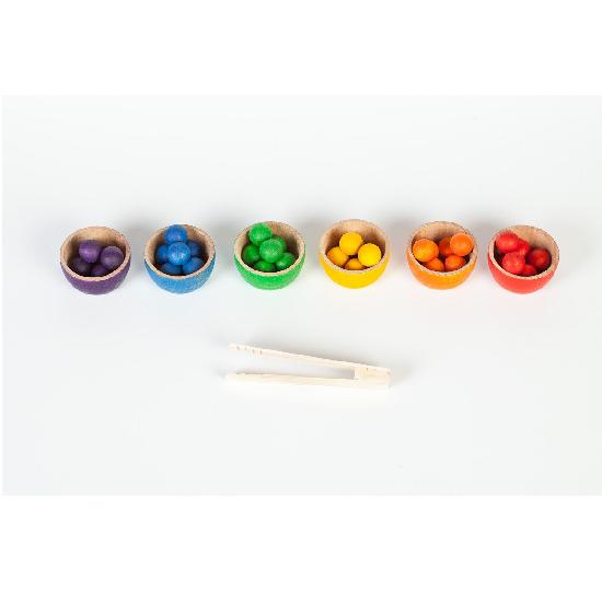 Coloured Bowls and Marbles With Tongs (6 colours)