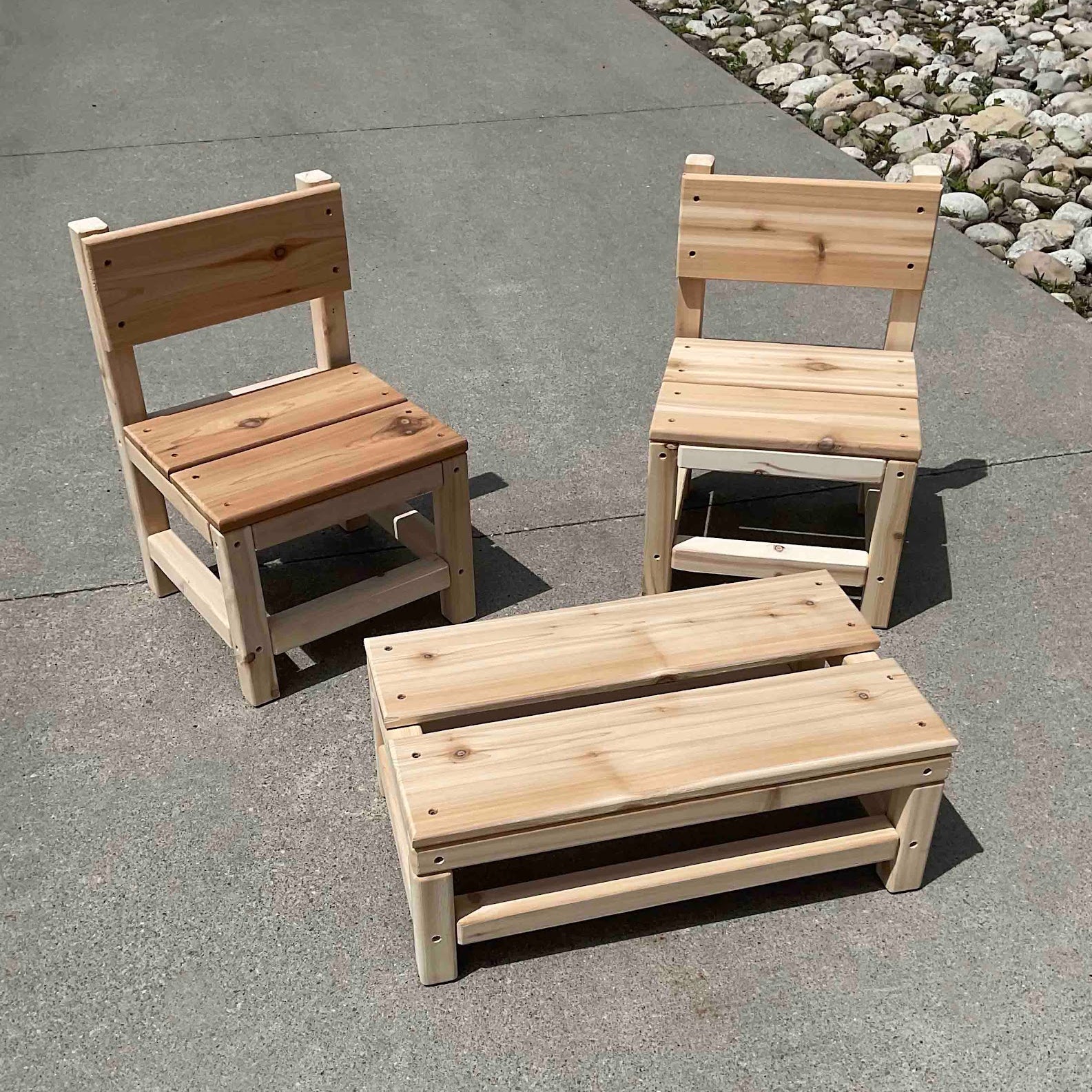 Cedar Table and 2 Chairs - Just Playing