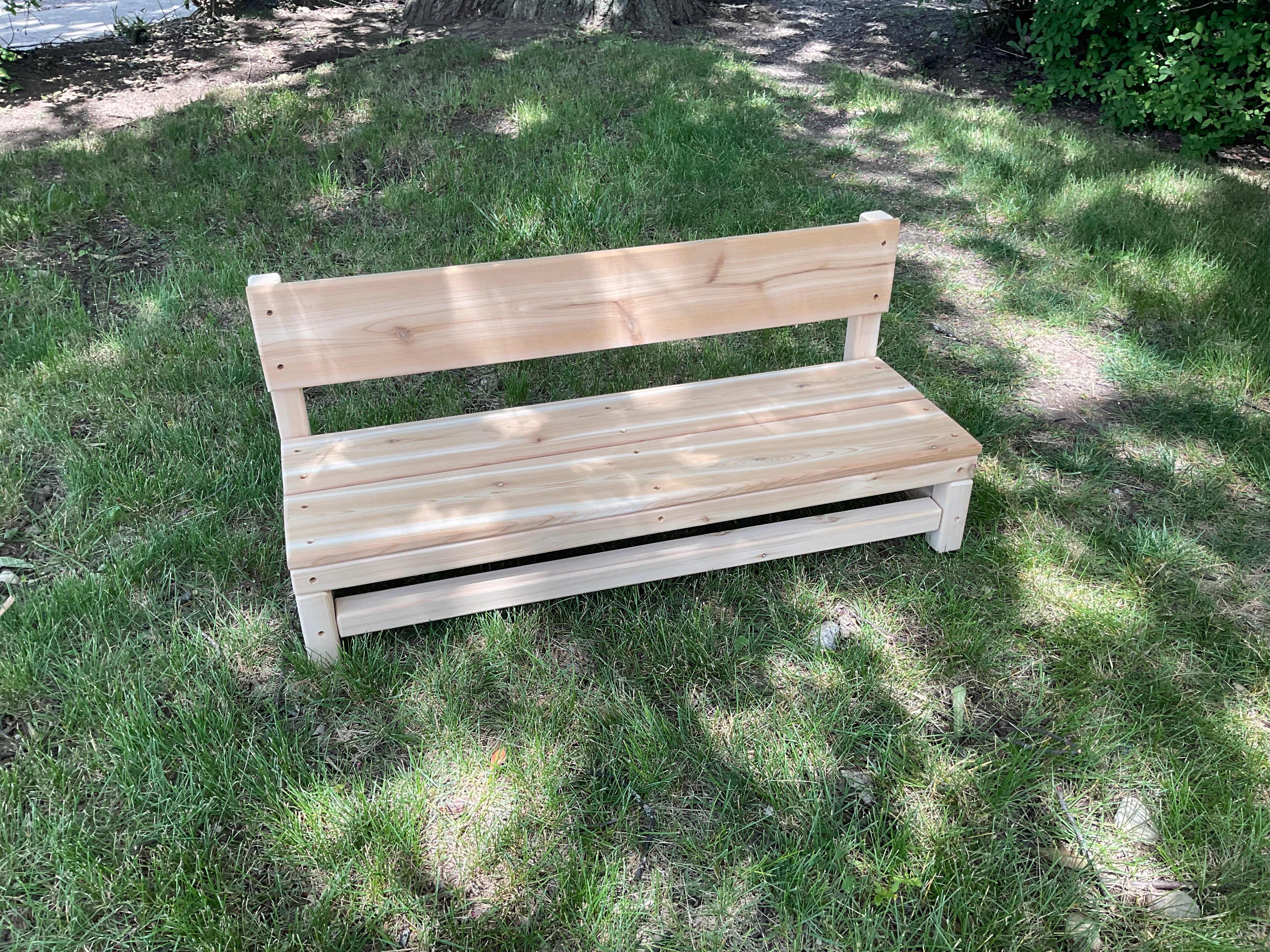 Cedar Bench with back 34 x 15 x 12.5 - Just Playing