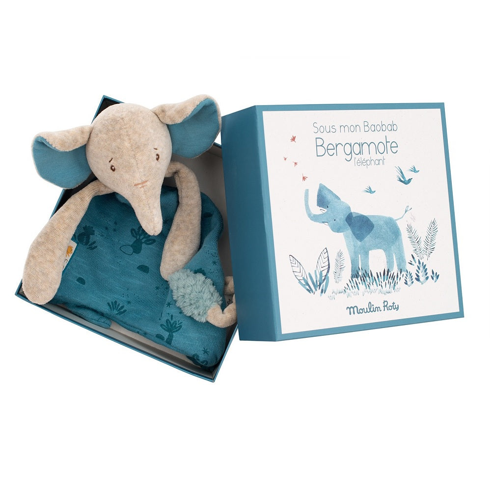 Sous Mon Baobab - Elephant Cuddle Toy w/Pacifier Ring