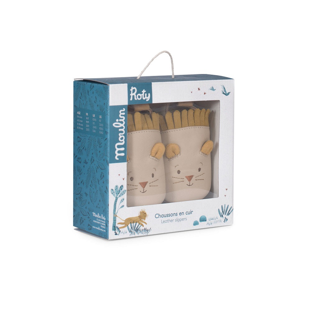 Sous Mon Baobab - Lion Leather Slippers 0-6m