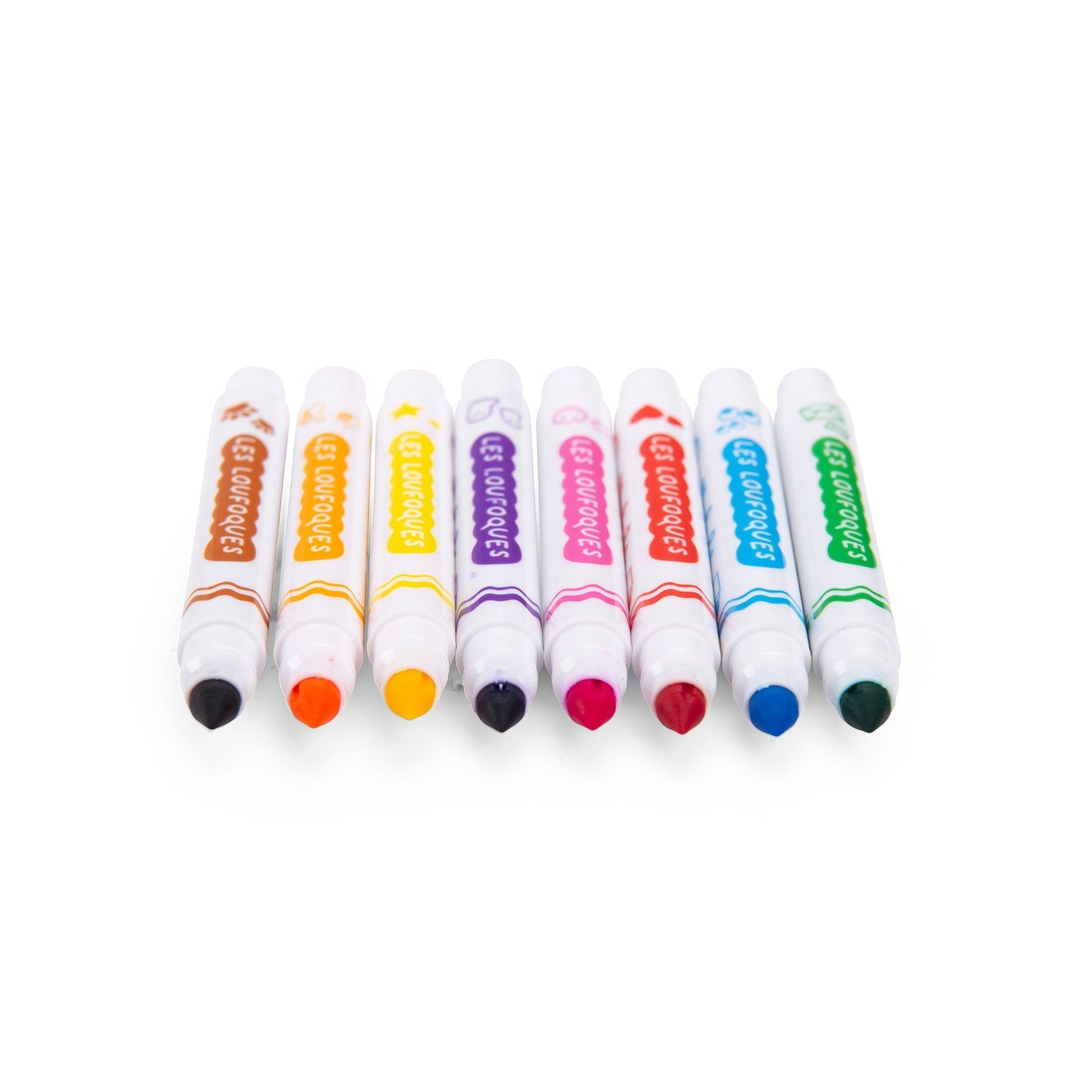 Les Loufoques - 8 Stamp Felt Pens 2-in-1