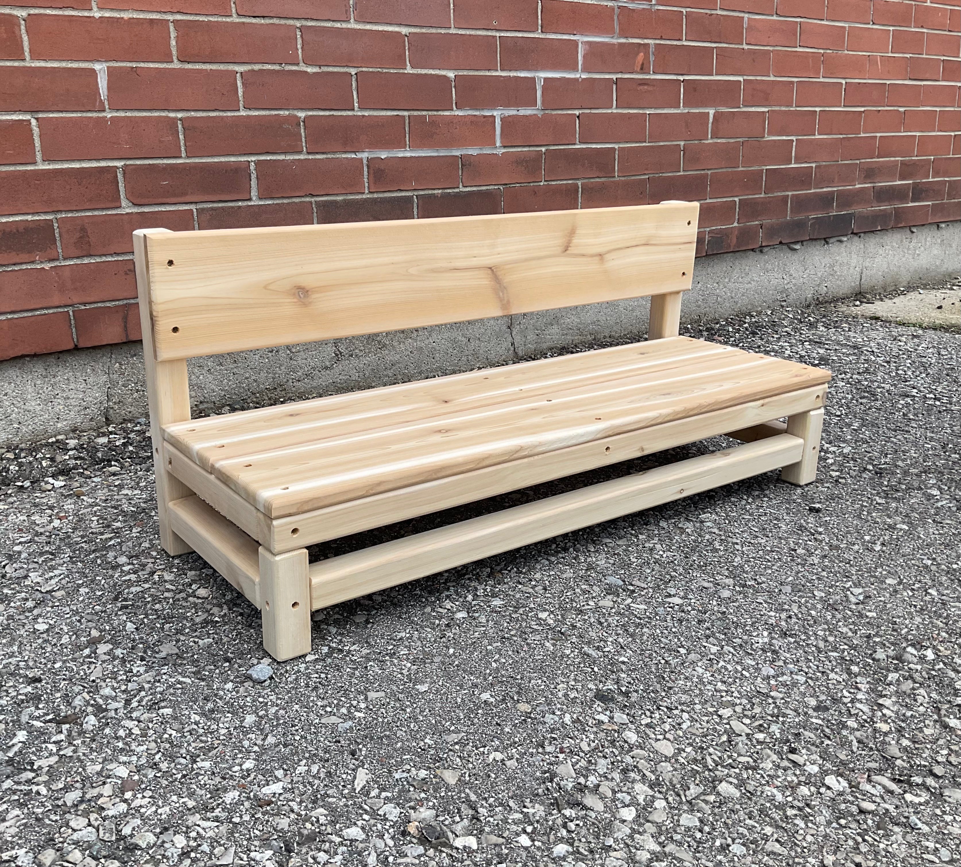 Cedar Bench with back 34 x 15 x 12.5 - Just Playing