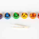 Coloured Bowls and Marbles With Tongs (6 colours)