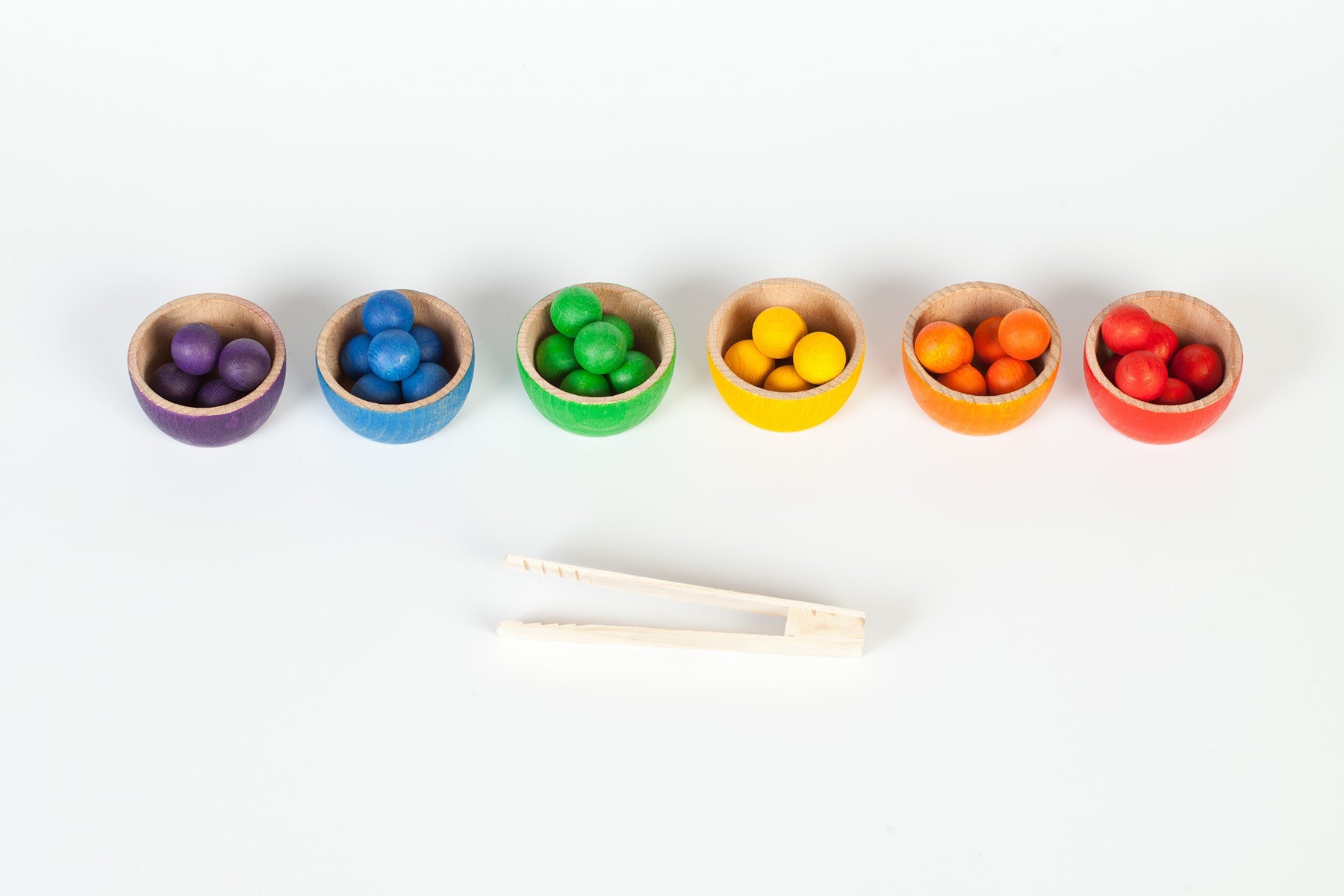 Coloured Bowls and Marbles With Tongs (6 colours)