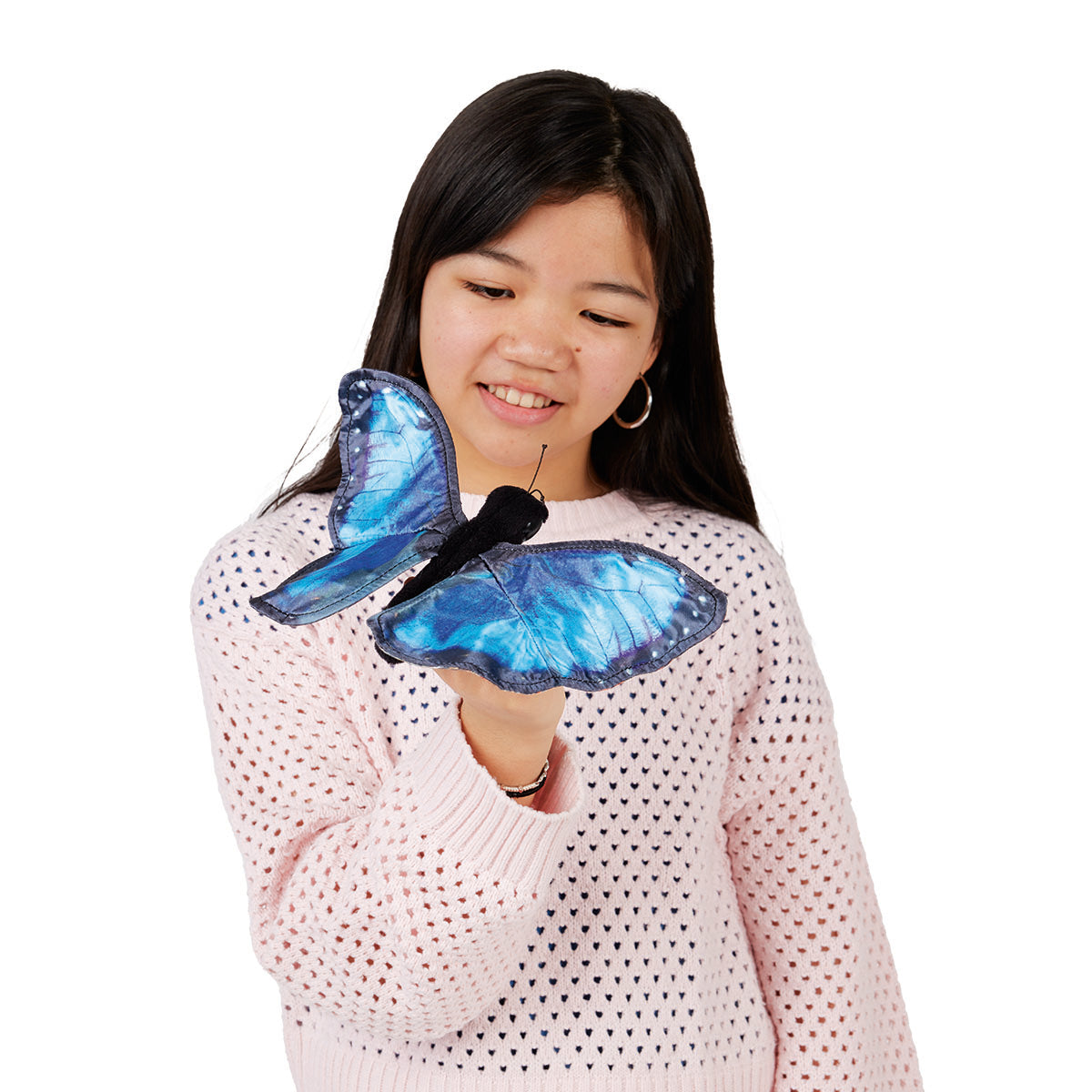 Blue Morpho Butterfly Finger Puppet