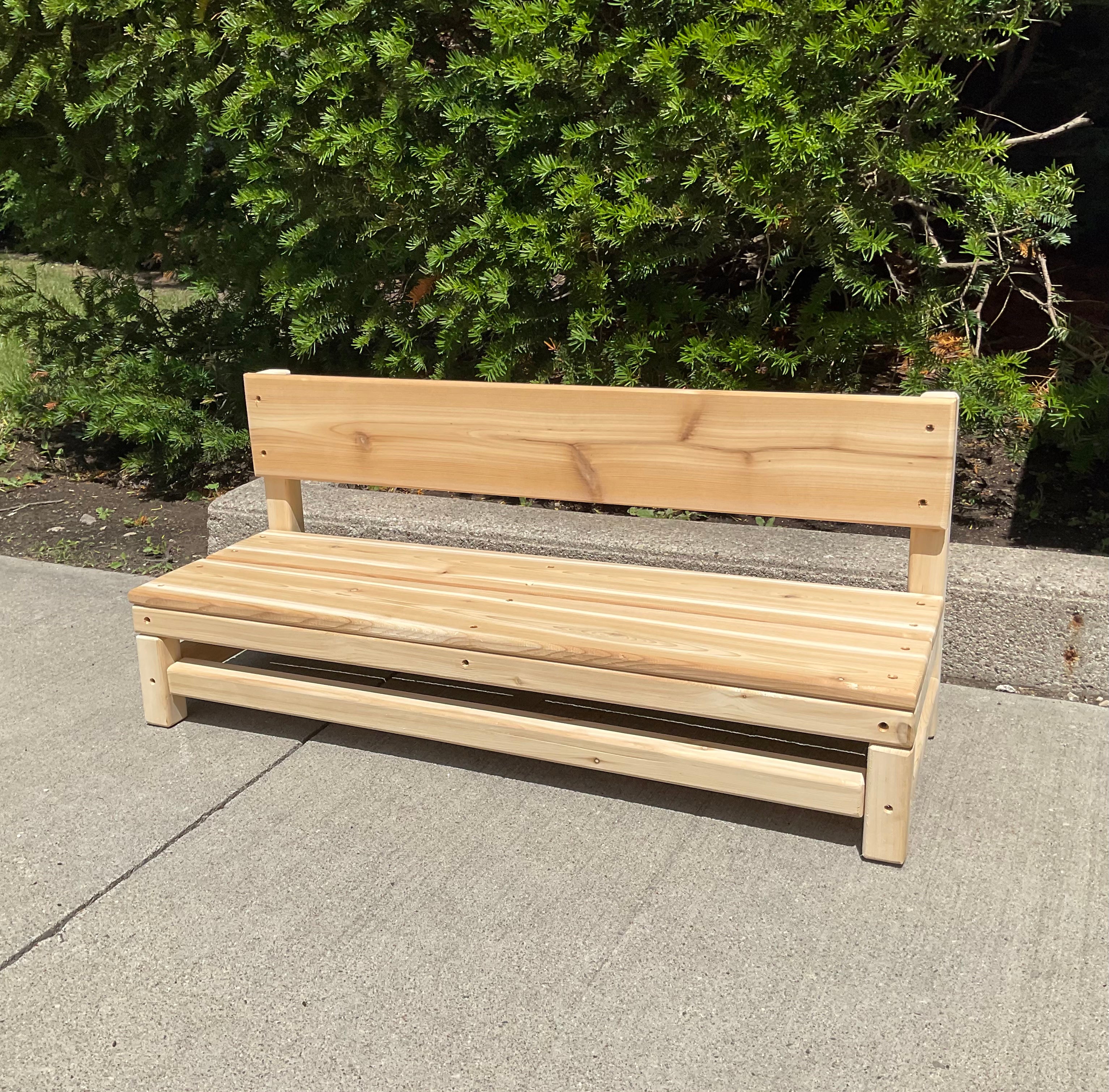 Cedar Bench with back 34 x 15 x 12.5 - Just Playing