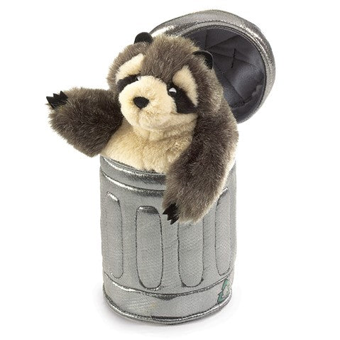 Raccoon In Garbage Can