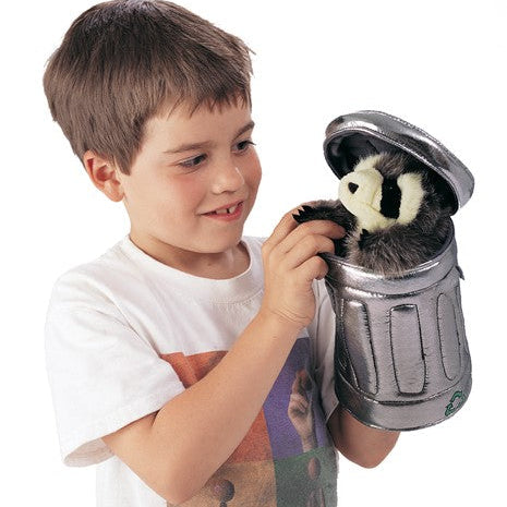 Raccoon In Garbage Can