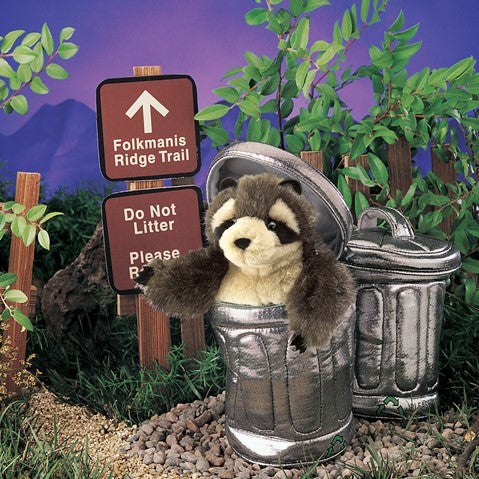 Raccoon In Garbage Can