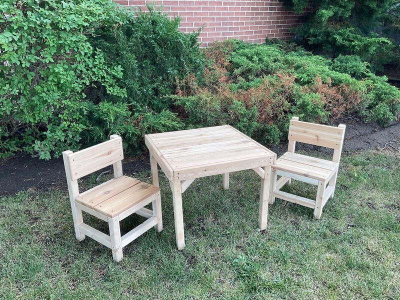 Cedar Table and 2 Chairs - Just Playing