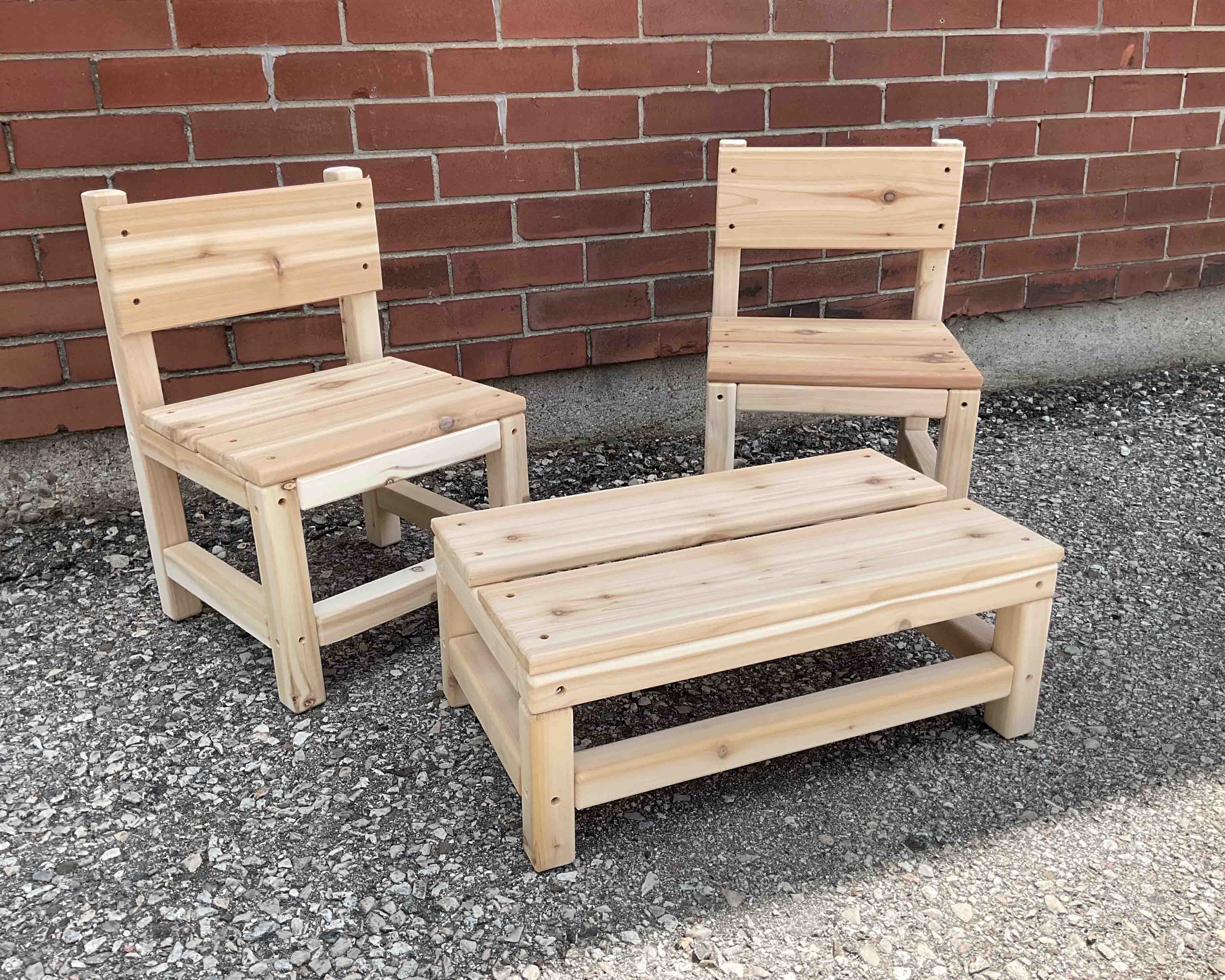 Cedar Table and 2 Chairs - Just Playing