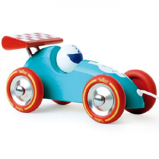 Vehicle - Pull Along Racing Car, Turquoise and Red  