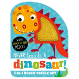 Never Touch A Dinosaur! 4-in-1 Jigsaw Puzzle Set
