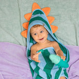 Cotton Hooded Towel Lagoon Dino