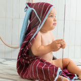 Cotton Hooded Towel Burgundy Bunny