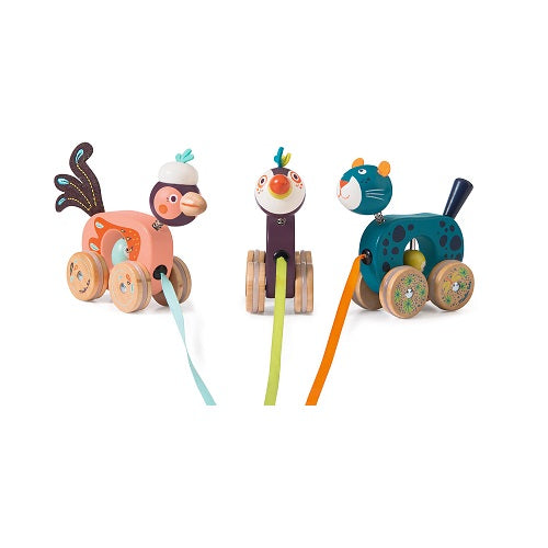Dans la Jungle - Small Pull Along Animal (9 Assorted)