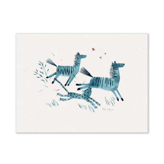 Moulin Roty - Sous Mon Baobab - The Zebras & The Cheetah Wall Art 40x30cm
