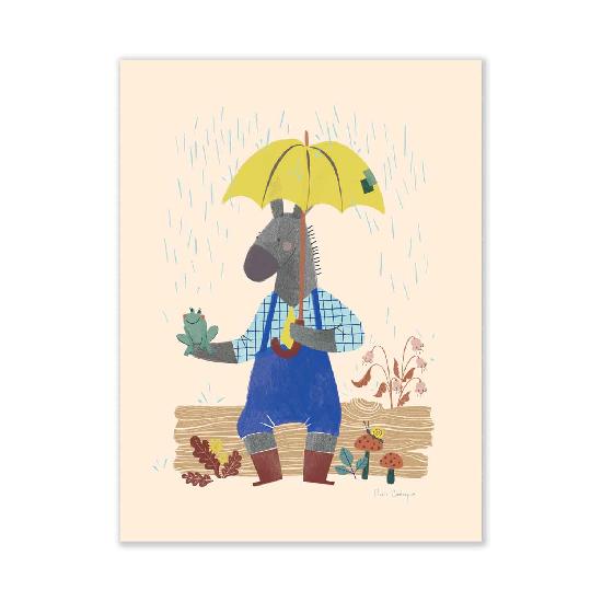 Moulin Roty - Pomme des Bois - Anatole in the Rain Wall Art 30x40cm
