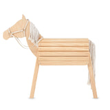 Wooden horse toy with a white background