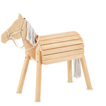 Wooden horse toy with a white background