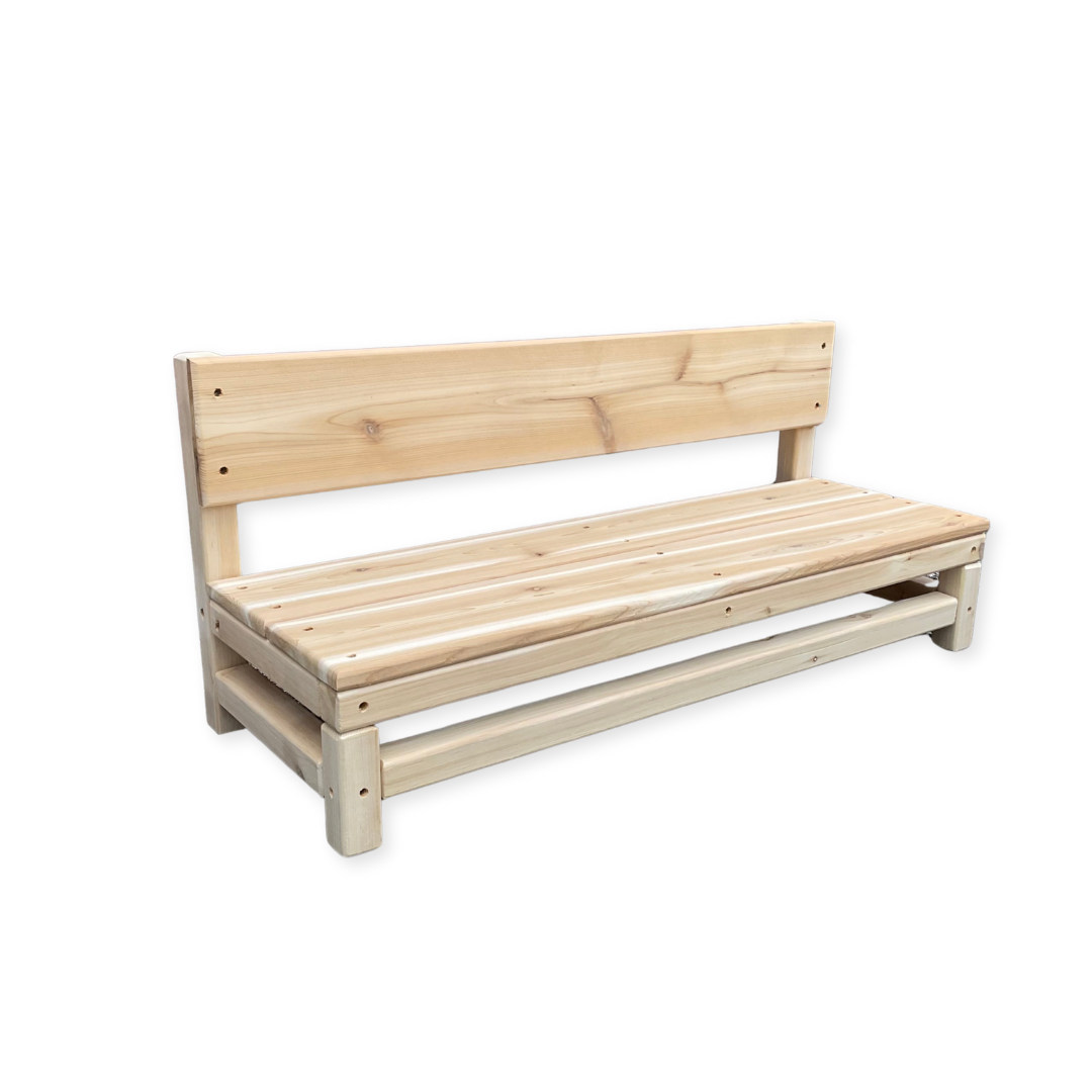 Cedar Bench with back 34 x 15 x 12.5 - Just Playing