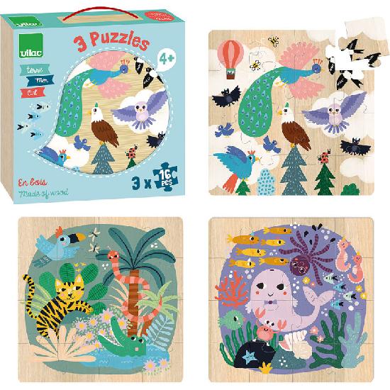 Michelle Carlslund - Puzzles - Earth, Sea and Sky 3 x 16pcs