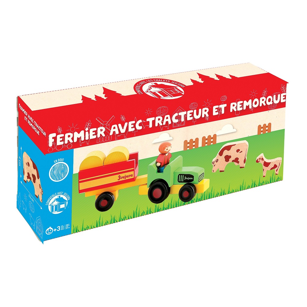 Jeujura Accessories - Farmer With Tractor and Trailer 